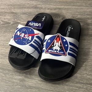 Kids' Space Pilot Slide Sandals in Black, White & Blue